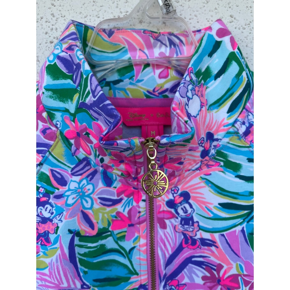 Lilly Pulitzer Disney Finn Half Zip Pullover Disney Dreamin Minnie Mouse Pink M - Picture 2 of 6